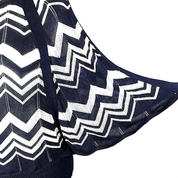 Size XS X-Small BOSTON PROPER NAVY CHEVRON BATWING SOFT KNIT TOP Shirt Blouse - Picture 4 of 6